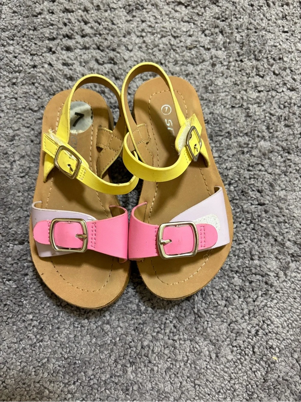 The Children's Place Pink and Yellow Buckle Colorblock Sandals